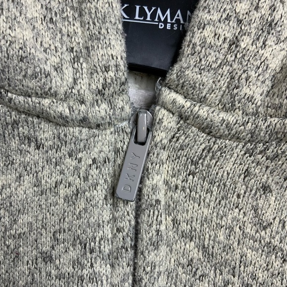 DKNY Knit Zip Up Hoodie with Sheepskin Interior - Picture 3 of 8